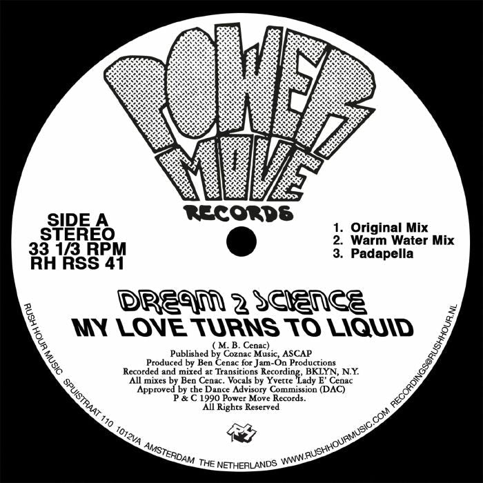 Dream 2 Science – My Love Turns To Liquid (12", Rush Hour, 2026) Front Cover