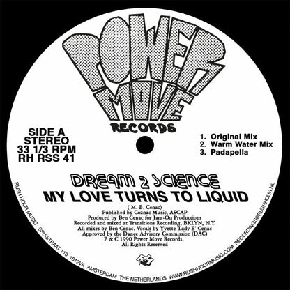 Dream 2 Science – My Love Turns To Liquid (12", Rush Hour, 2026) Front Cover