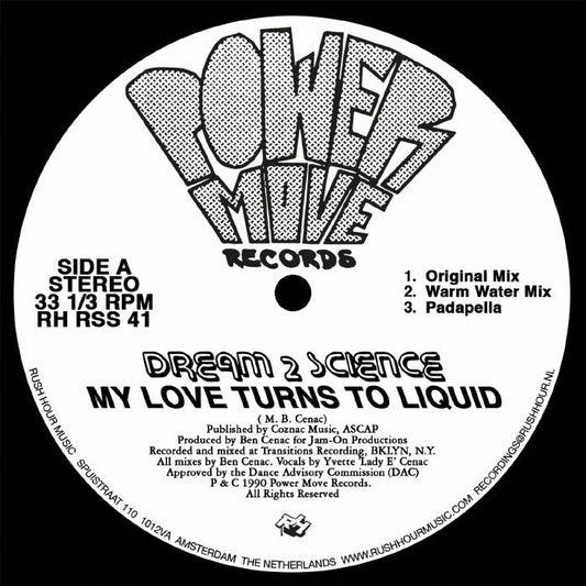 Dream 2 Science – My Love Turns To Liquid (12", Rush Hour, 2026) Front Cover