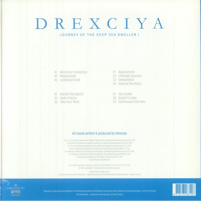 Drexciya – Journey Of The Deep Sea Dweller I (2x12", Clone Classic Cuts, 2025) Back Cover