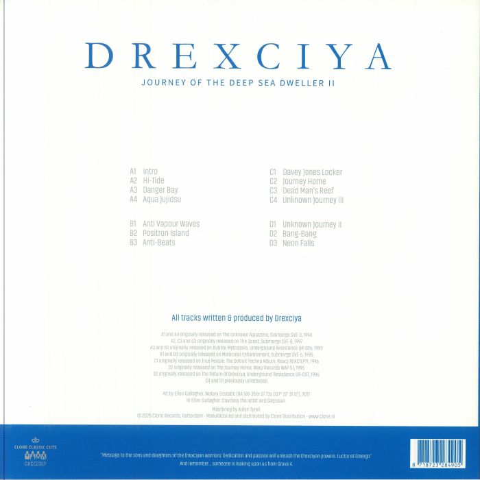 Drexciya – Journey Of The Deep Sea Dweller II (2x12", Clone Classic Cuts, 2025) Back Cover