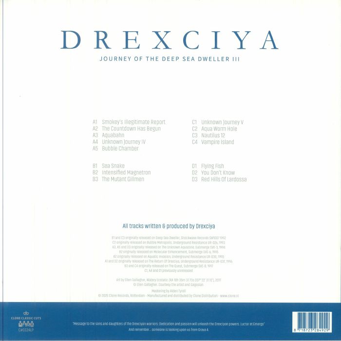 Drexciya – Journey Of The Deep Sea Dweller III (2x12", Clone Classic Cuts, 2025) Back Cover