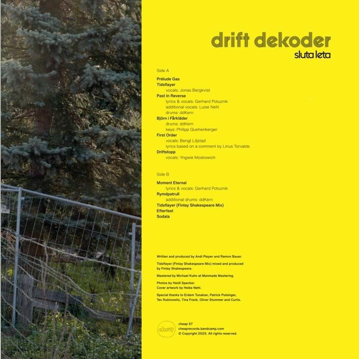 Drift Dekoder – Sluta Leta (LP, Cheap, 2026) Back Cover