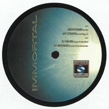 Drivetrain , Jay Strata , DJ Sinjin , DJ Mourad – Immortal (12", Soiree Records International, 2026) Front Cover