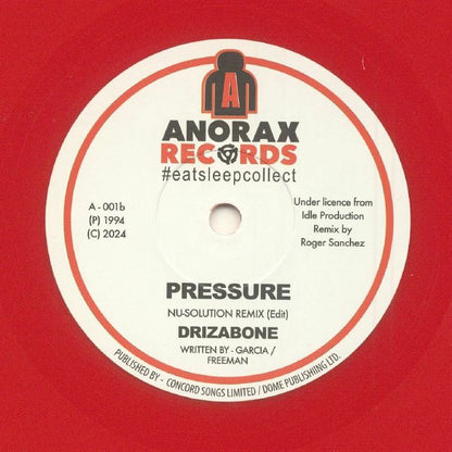 Drizabone – Pressure (7", Red, Anorax Records, 2025) Back Cover