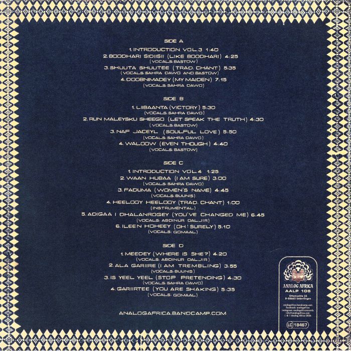 Dur-Dur Band – Volume 3 & 4 (1988 1989) (2xLP, Analog Africa, 2026) Back Cover