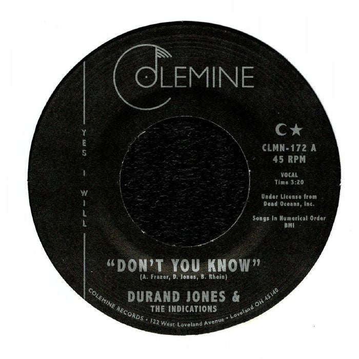 Durand Jones & The Indications – Don't You Know (7", Baby Blue, Colemine Records, 2019) Front Cover