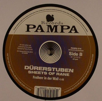 Dürerstuben – Sheets Of Rane (12", Pampa Records, 2013) Back Cover
