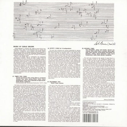 Earle Brown – Music By Earle Brown (reissue) (LP, Death Is Not The End, 2026) Back Cover