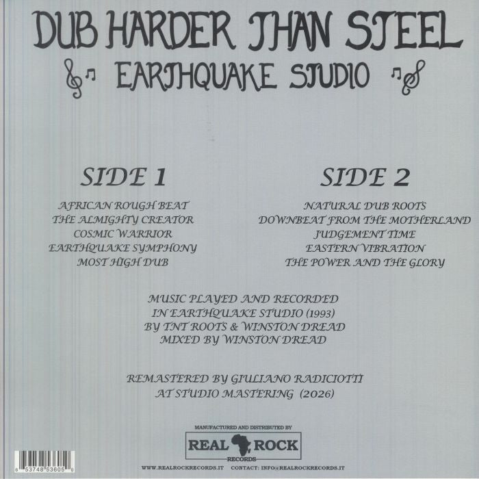 Earthquake Studio – Dub Harder Than Steel (LP, Real Rock, 2026) Back Cover
