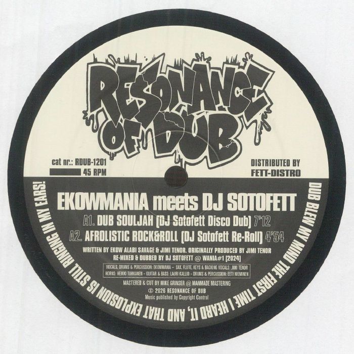 Ekowmania meets DJ Sotofett – Dub Souljah (12", Resonance of Dub, 2026) Front Cover