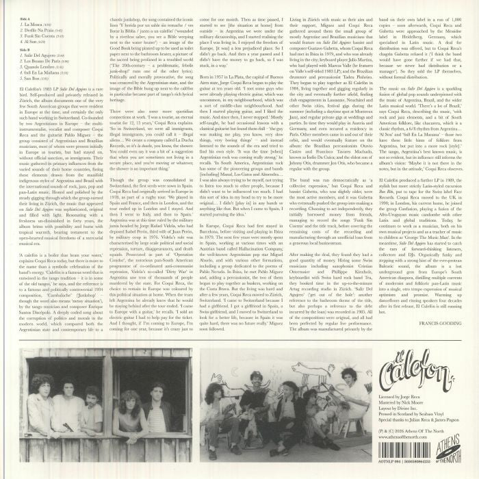 El Calefón – Salir Del Agujero (LP, Athens Of The North, 2026) Back Cover