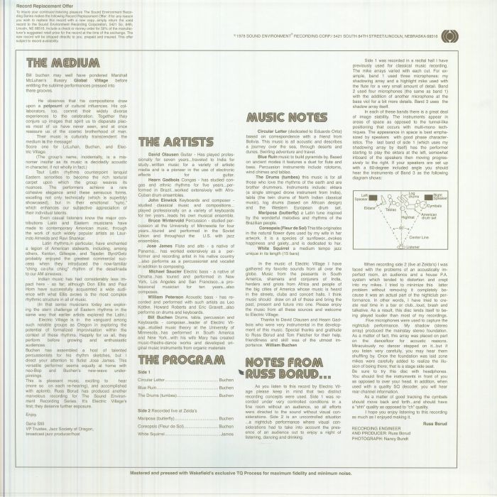 Electric Village – Electric Village (LP, booklet, Eating Standing Recordings, 2026) Back Cover