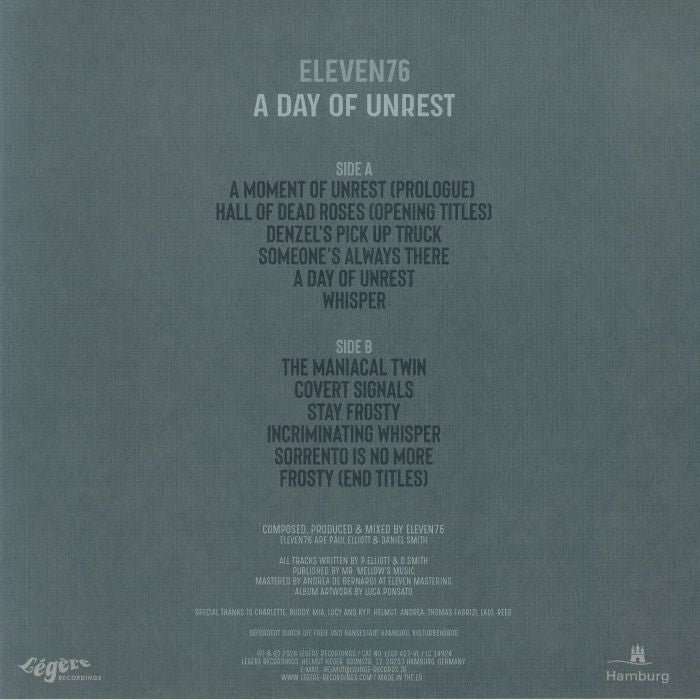 Eleven76 – A Day Of Unrest (LP, Légère Recordings, 2026) Back Cover