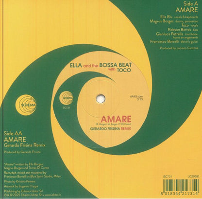 Ella And The Bossa Beat With Toco – Amare (7", die cut sleeve, Schema, 2025) back cover