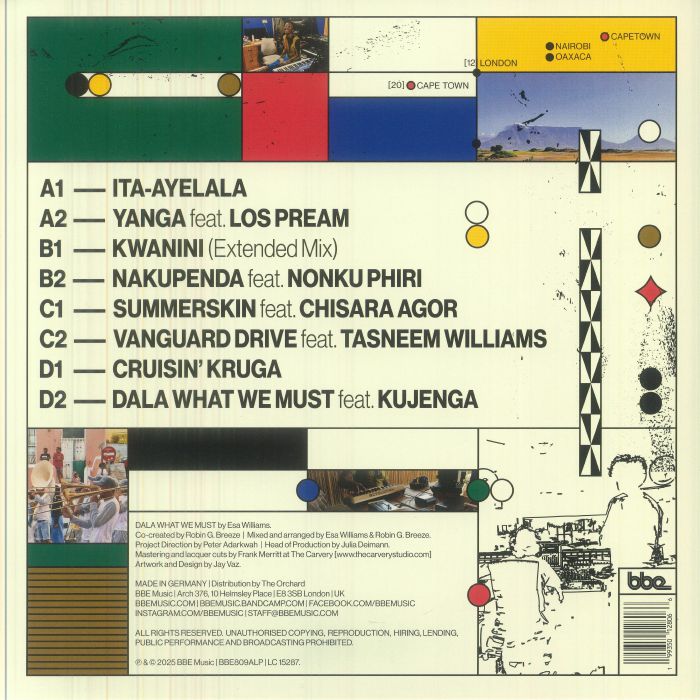 Esa Williams – Dala What We Must (2xLP, BBE, 2026) Back Cover