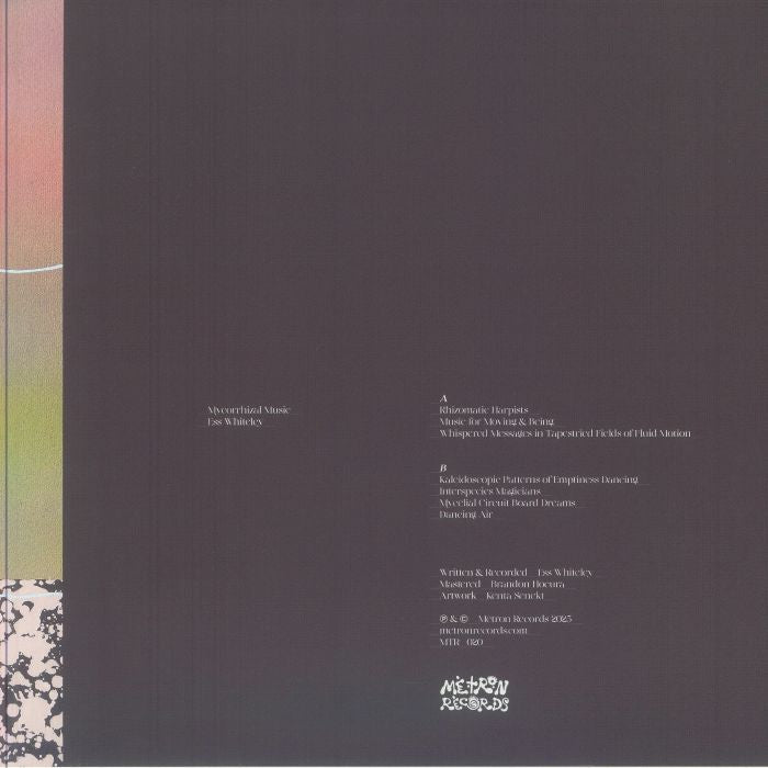 Ess Whiteley – Mycorrizhal Music (LP, Métron Records, 2025) Back Cover