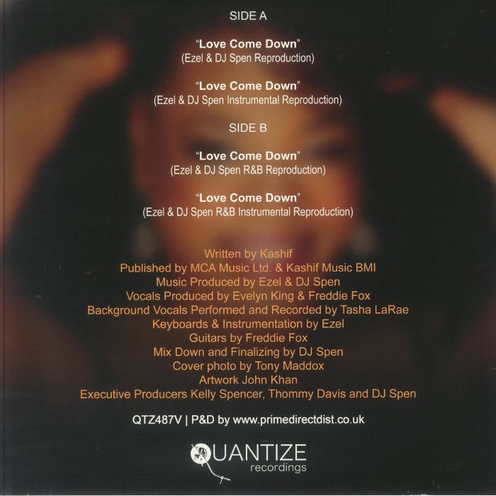 Evelyn "Champagne" King – Love Come Down (Ezel & DJ Spen Reproduction) (12", Quantize Recordings, 2025) Back Cover