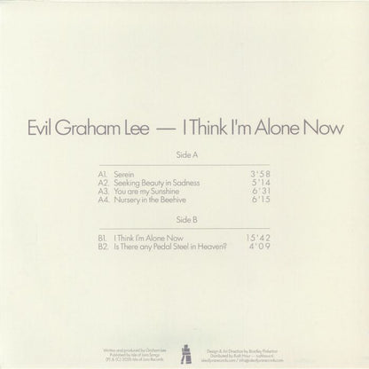 Evil Graham Lee – I Think I'm Alone Now (LP, Isle Of Jura, 2026) Back Cover