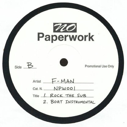 F-Man – Rock The Boat (12", No Paperwork, 2026) Back Cover