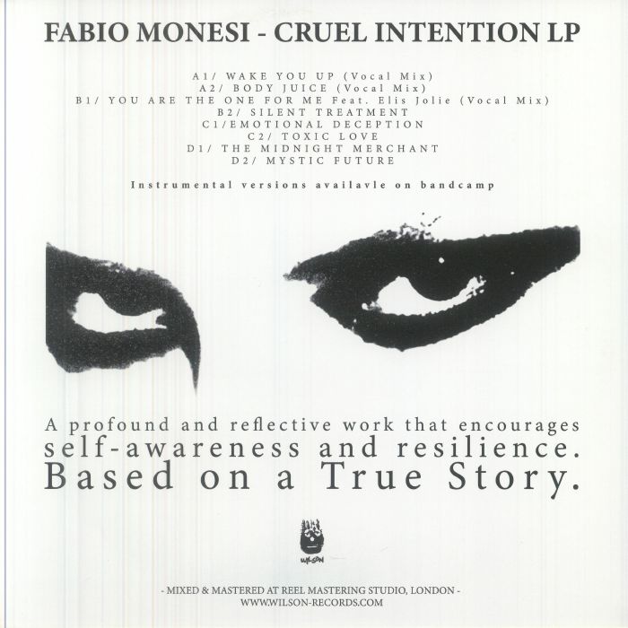 Fabio Monesi – Cruel Intention (2xLP, Wilson Records, 2026) Back Cover