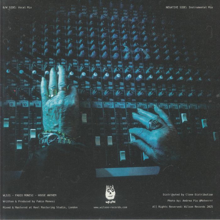 Fabio Monesi – House Anthem (12", Wilson Records, 2025) back cover