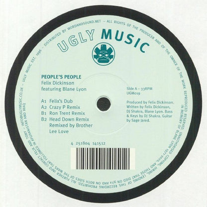 Felix Dickinson Featuring Blane Lyon – People's People (12", Ugly Music, 2023) Front Cover
