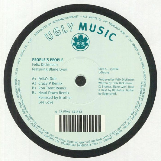 Felix Dickinson Featuring Blane Lyon – People's People (12", Ugly Music, 2023) Front Cover