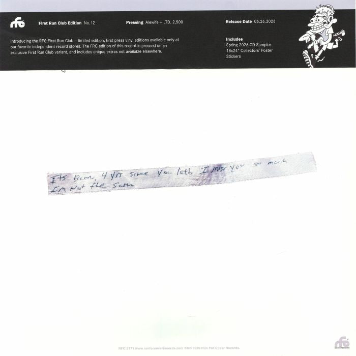 Fiddlehead – Baby I'll Change (12", First Run Club Indie Exclusive) | (AlewifeRed & White Ep, Run For Cover, 2026) Back Cover