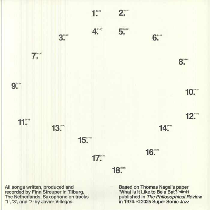 Finn Streuper – What It's Like to be a Bat (LP, Super-Sonic Jazz, 2026) Back Cover