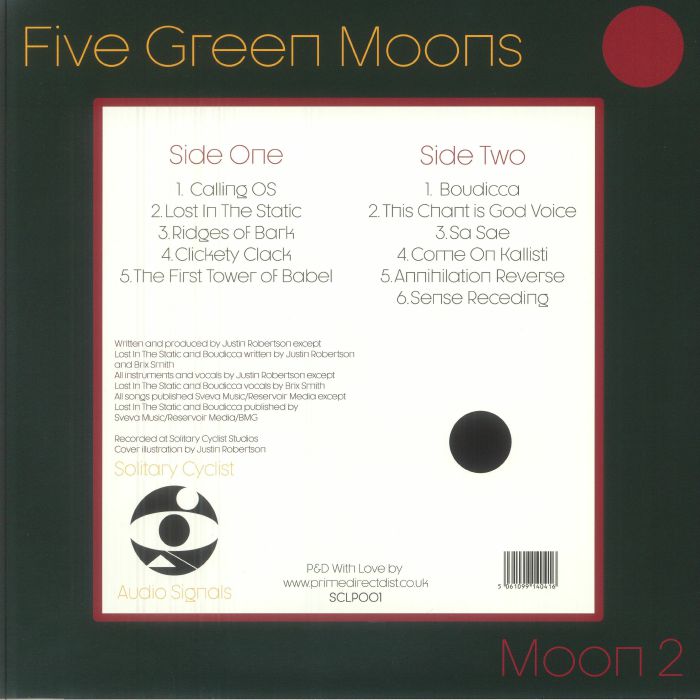 Five Green Moons – Moon 2 (LP, Green, Solitary Cyclist, 2025) Back Cover