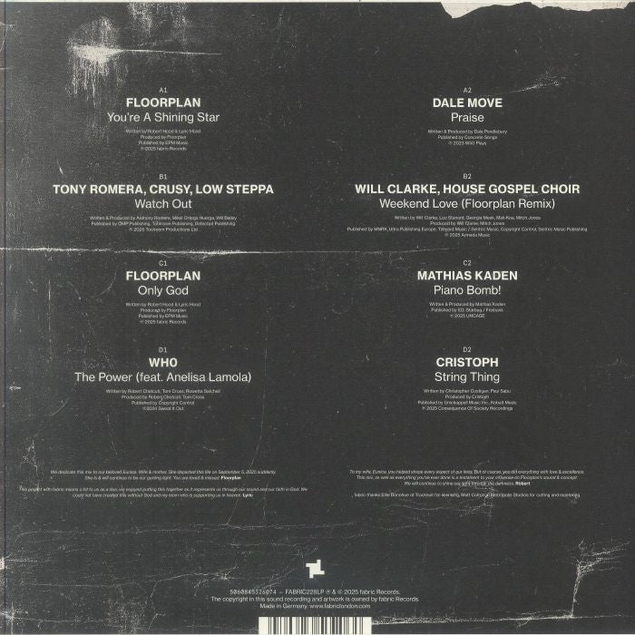 Floorplan – Fabric Presents (2xLP, Fabric Records, 2026) Back Cover