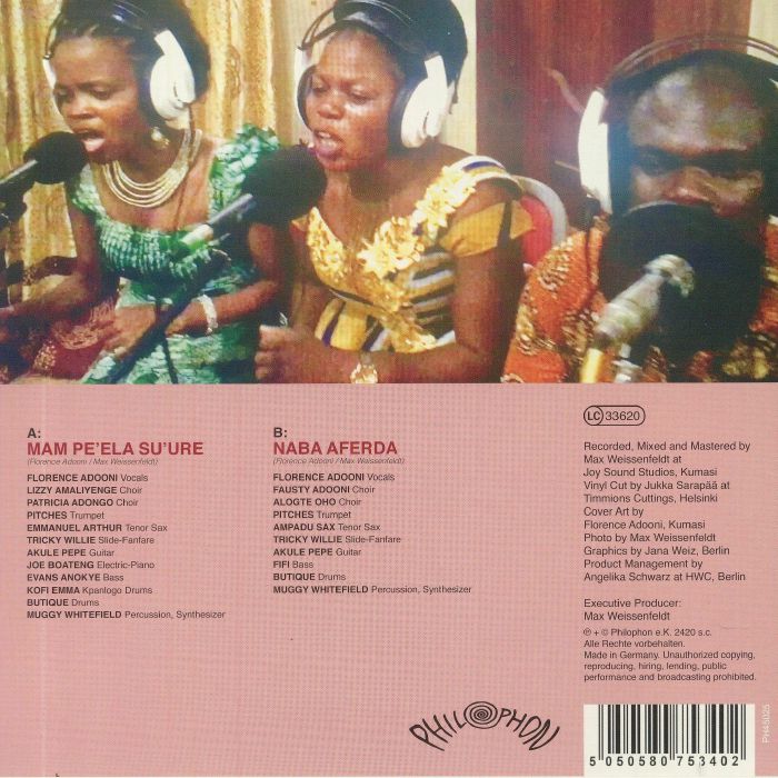 Florence Adooni – Mam Pe'ela Su'ure (7", Philophon, 2021) Back Cover