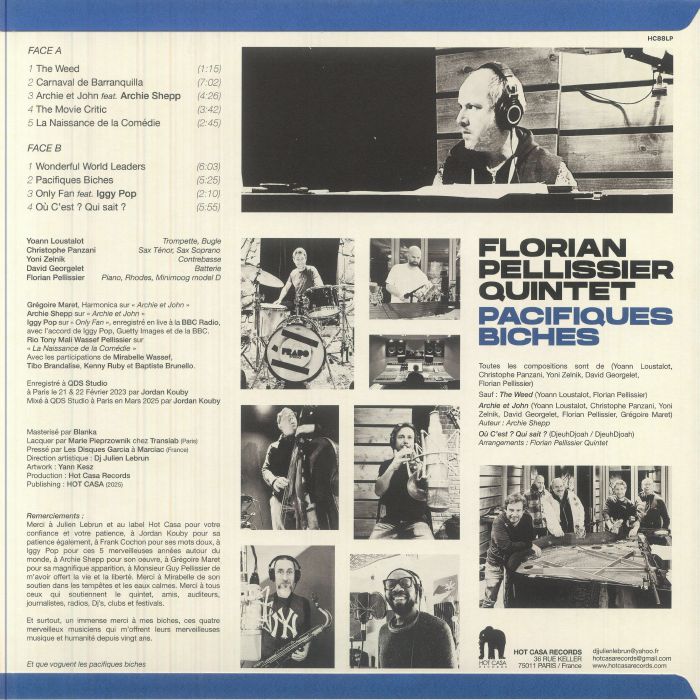 Florian Pellissier Quintet – Pacifiques Biches (LP, Hot Casa Records, 2025) Back Cover