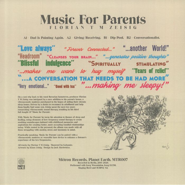 Florian T M Zeisig – Music For Parents (LP, Métron Records, 2026) Back Cover