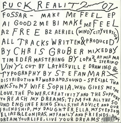 Fossar – Make Me Feel EP (12", Fuck Reality, 2024) Back Cover