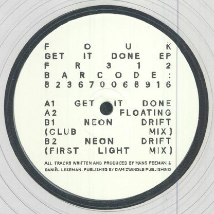 Fouk – Get It Done EP (12", Clear, Freerange Records, 2026) Front Cover