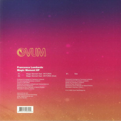 Francesca Lombardo – Magic Moment EP (12", Ovum, 2022) Back Cover