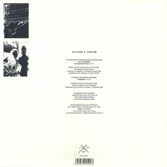 Francis Harris Frank & Tony DJ Sprinkles – You Can Always Leave (Curtains) (DJ Sprinkles Remix) / Companion (12", Scissor and Thread, 2026) Back Cover