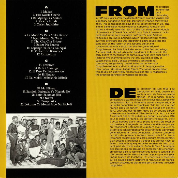 Franco Et L'Orchestre O.K. Jazz – La Rumba De Mi Vida (2xLP, Planet Ilunga, 2025) back cover