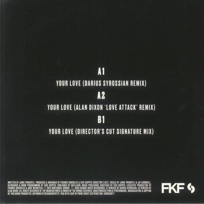 Frankie Knuckles Presents Director's Cut Feat. Jamie Principle – Your Love (12", Clear, SoSure Music, 2025) Back Cover