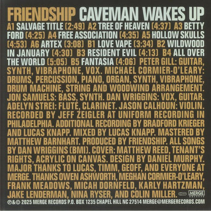 Friendship – Caveman Wakes Up (LP, Merge Records, 2025) back cover