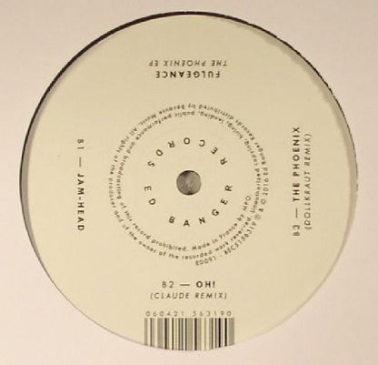 Fulgeance – The Phoenix EP (12", Ed Banger Records, 2016) Back Cover