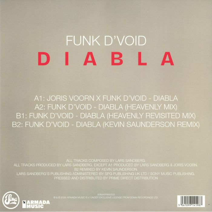 Funk D'Void – Diabla (12", Armada, 2026) Back Cover