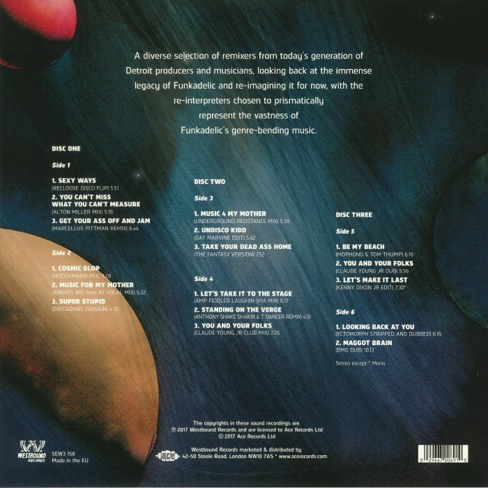 Funkadelic – Reworked By Detroiters (3xLP, Westbound Records, 2017) Back Cover