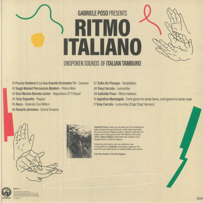 Gabriele Poso Presents Various – Ritmo Italiano (Unspoken Sounds Of Italian Tamburo) (LP, Mr Bongo, 2025) back cover