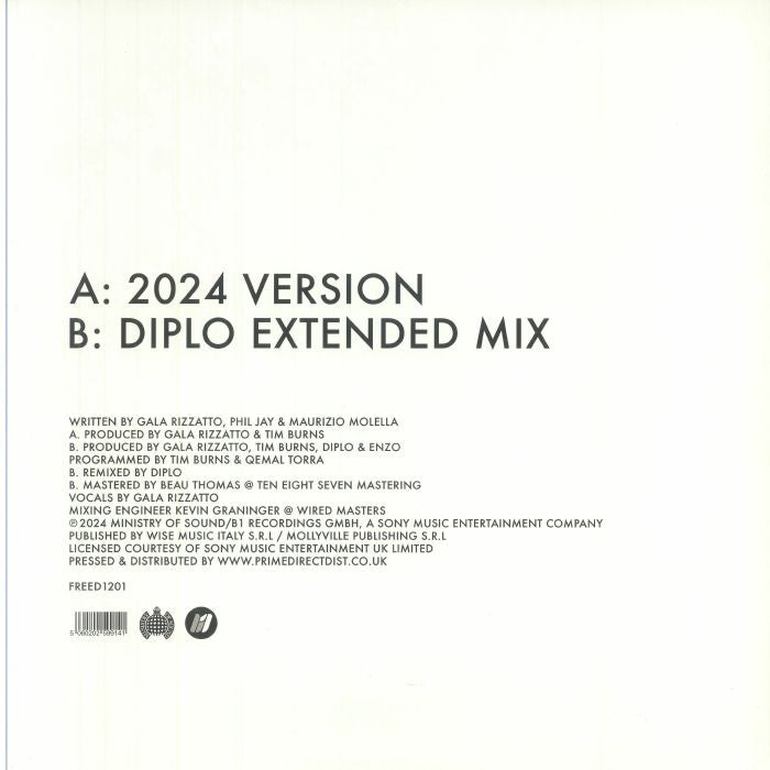 Gala – Freed From Desire (12", Red, Ministry Of Sound, 2026) Back Cover