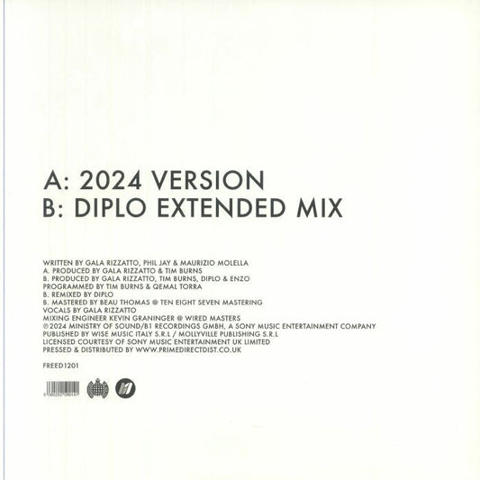 Gala – Freed From Desire (12", Red, Ministry Of Sound, 2026) Back Cover