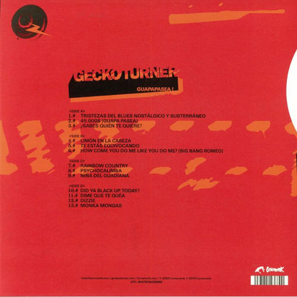 Gecko Turner – Guapapasea! (2xLP, Lovemonk, 2018) Back Cover