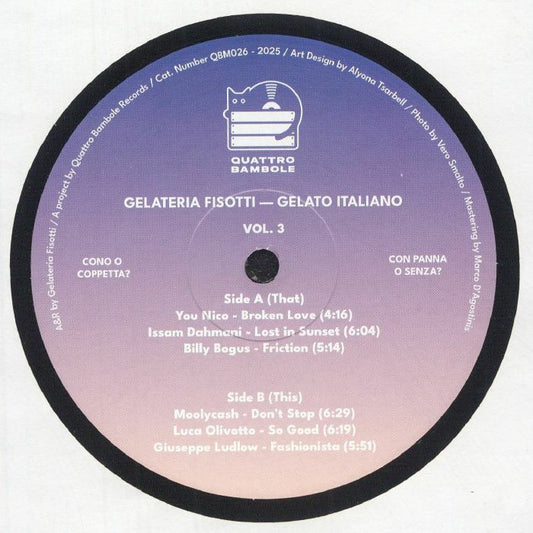 Gelateria Fisotti – Gelato Italiano Vol.3 (LP, Quattro Bambole Music, 2025) front cover